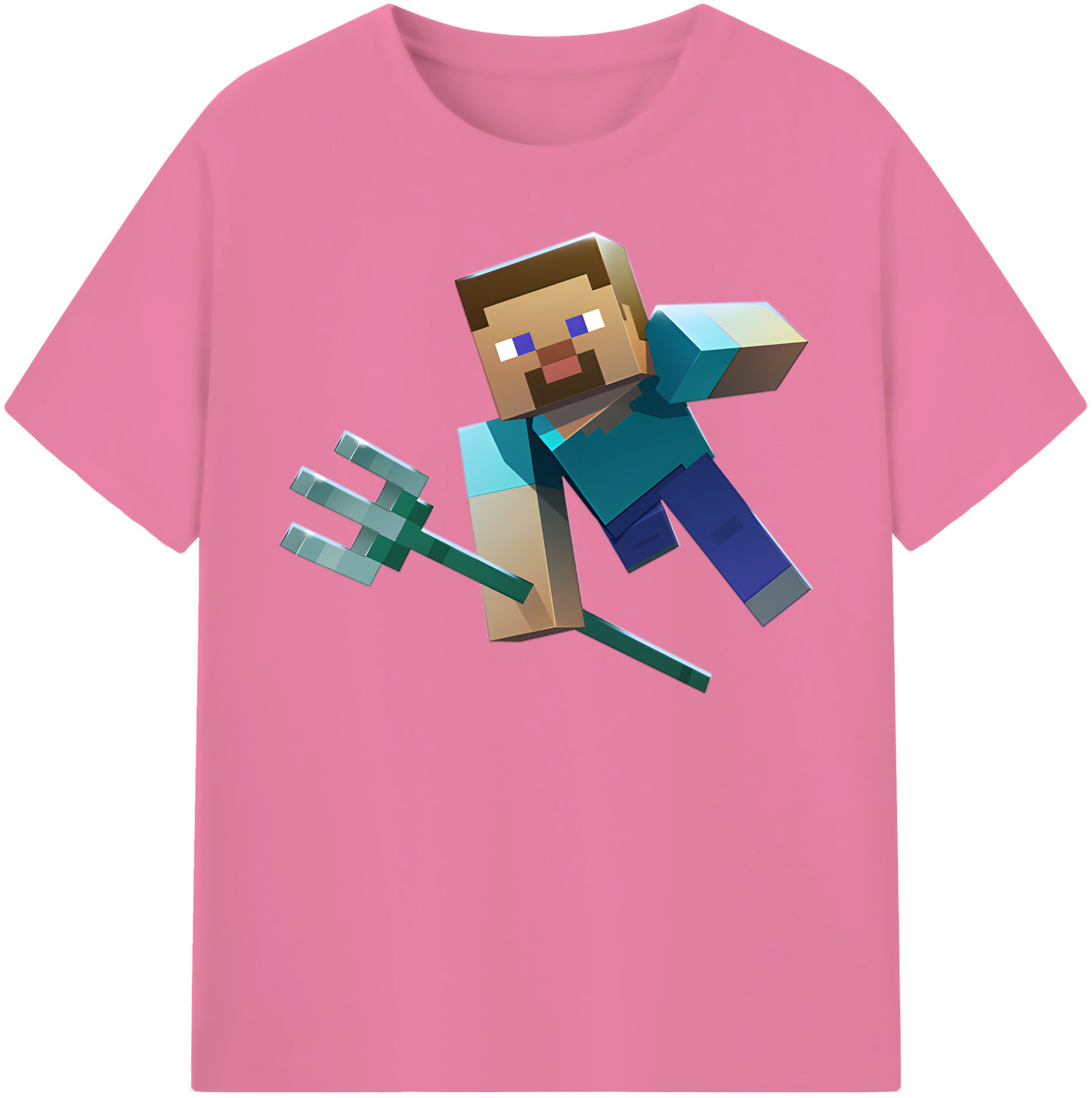 （画像用） マインクラフト ブロックの世界 Minecraft MC Block world 綿100％半袖Tシャツ（フロントプリント）